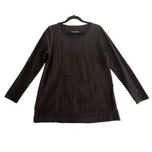 Soft Surroundings Lagenlook Patchwork Tunic Top Womens Sz M Black Long Sleeve